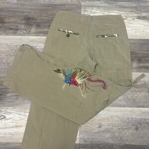 Vintage Y2K Buffalo David Bitton Peacock Green Women 26x32 Camo Trim Cargo Pants